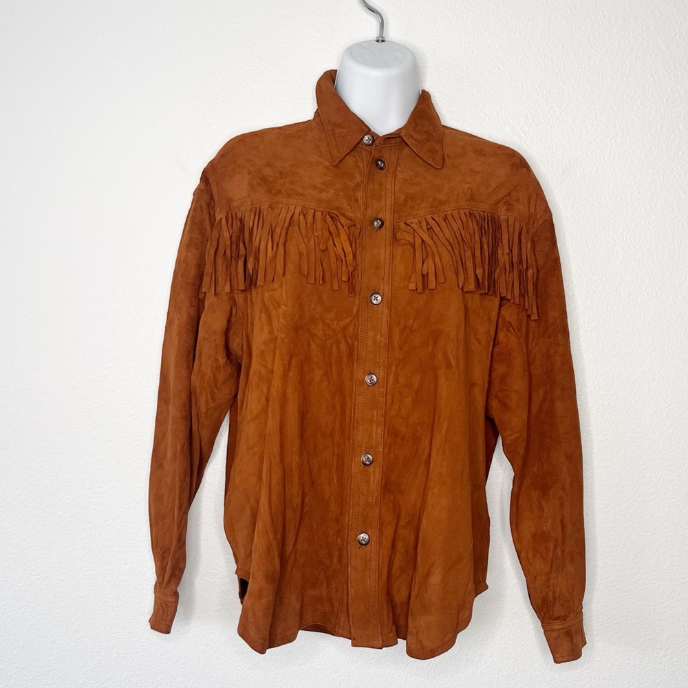 Vintage Lizwear Fringe Suede Leather Jacket Western 90s Cowgirl Grunge SP NEW